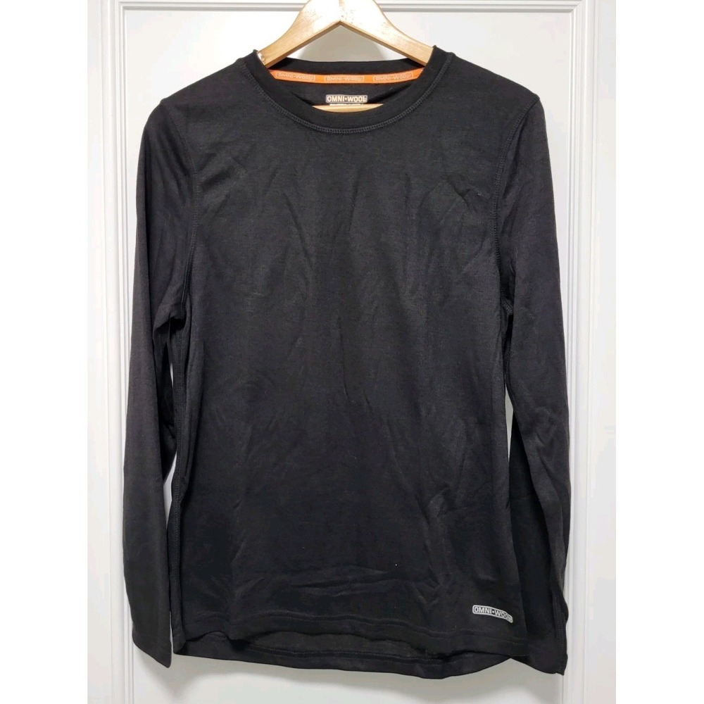 Mens Omni - Wool Black Wool Blend Base Layer Long Sleeve Top Sz M